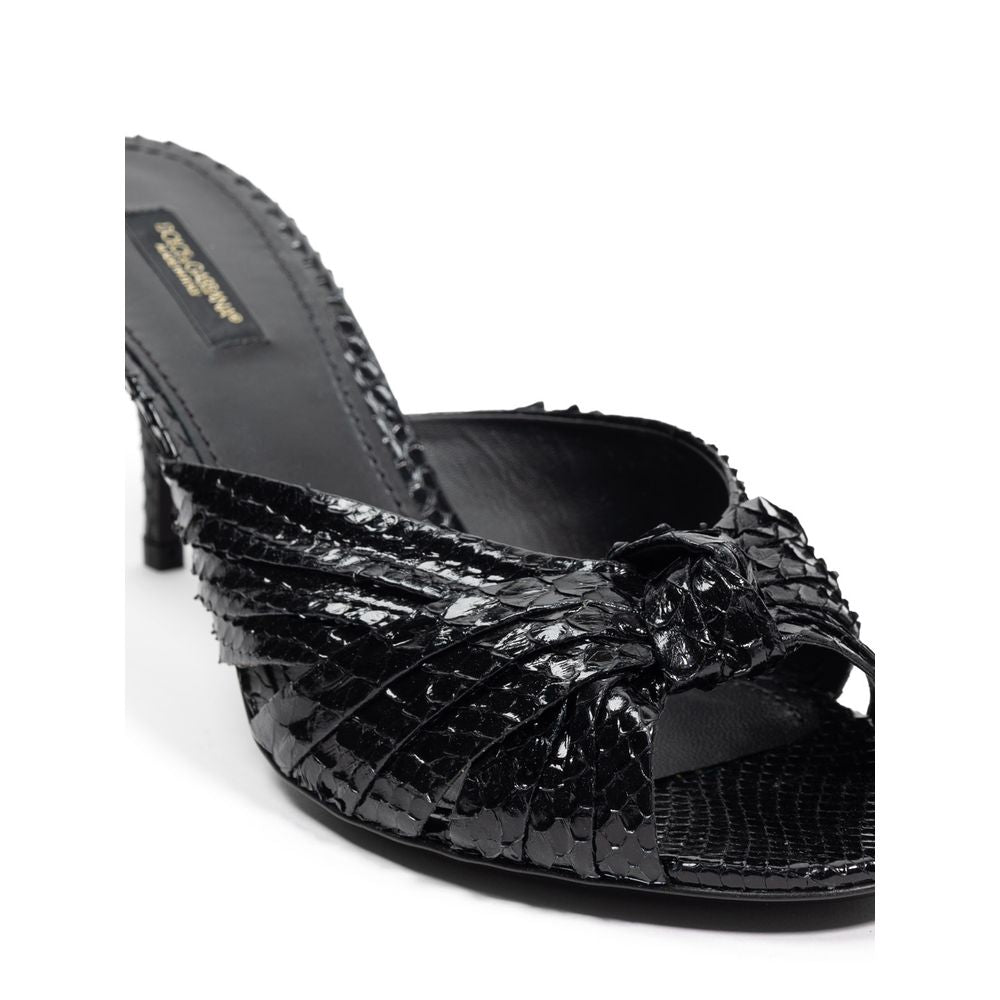 Sandalias de plataforma de piel de serpiente negra Dolce & Gabbana