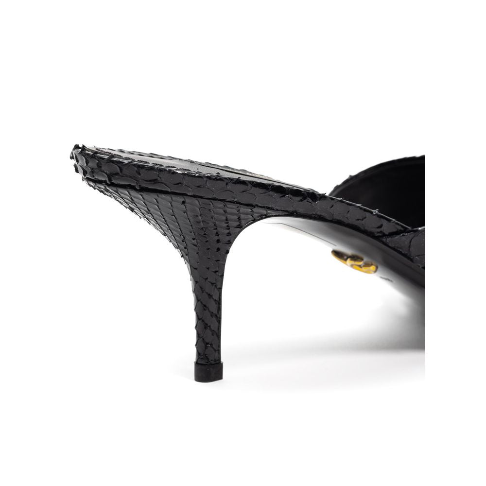 Sandalias de plataforma de piel de serpiente negra Dolce & Gabbana