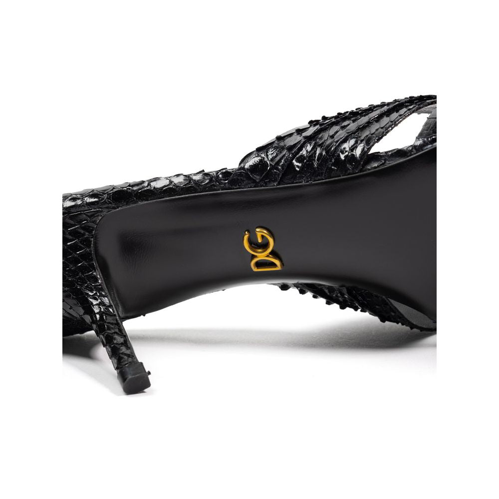 Sandalias de plataforma de piel de serpiente negra Dolce & Gabbana