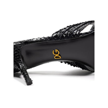 Sandalias de plataforma de piel de serpiente negra Dolce & Gabbana