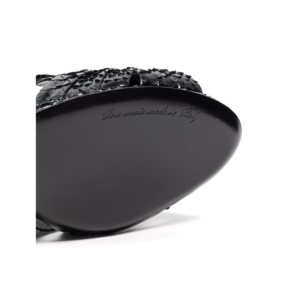 Sandalias de plataforma de piel de serpiente negra Dolce & Gabbana