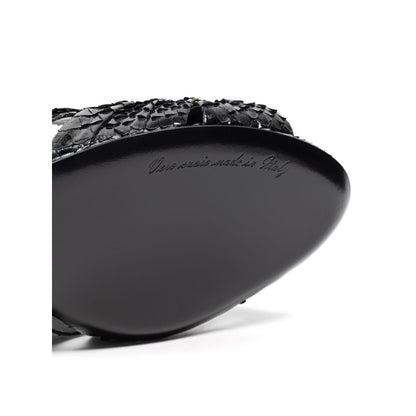 Sandalias de plataforma de piel de serpiente negra Dolce & Gabbana