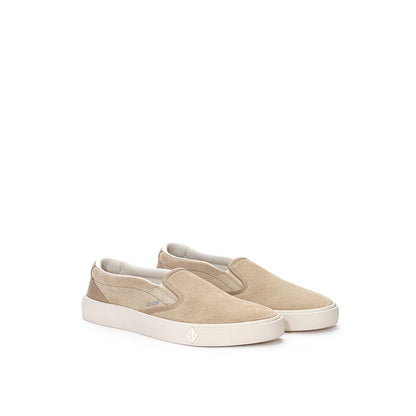 Dior Beige Leather Slip-On Loafers with White Rubber Sole