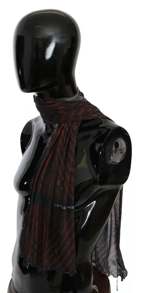 Pañuelo de marca Costume National negro y rojo de viscosa