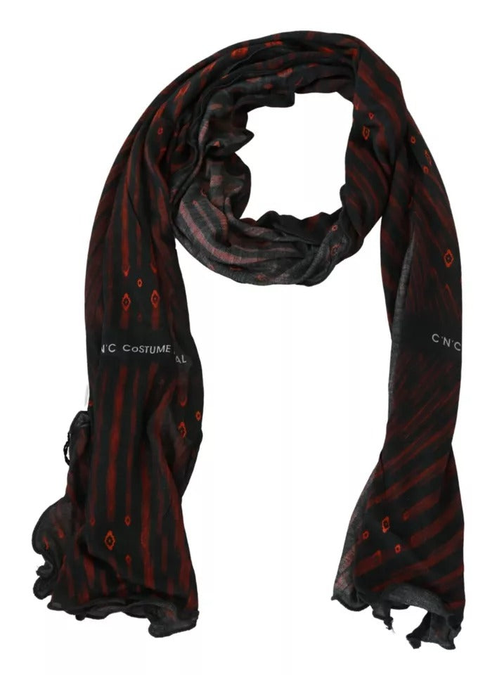 Pañuelo de marca Costume National negro y rojo de viscosa