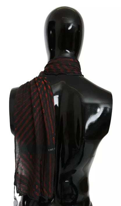 Pañuelo de marca Costume National negro y rojo de viscosa