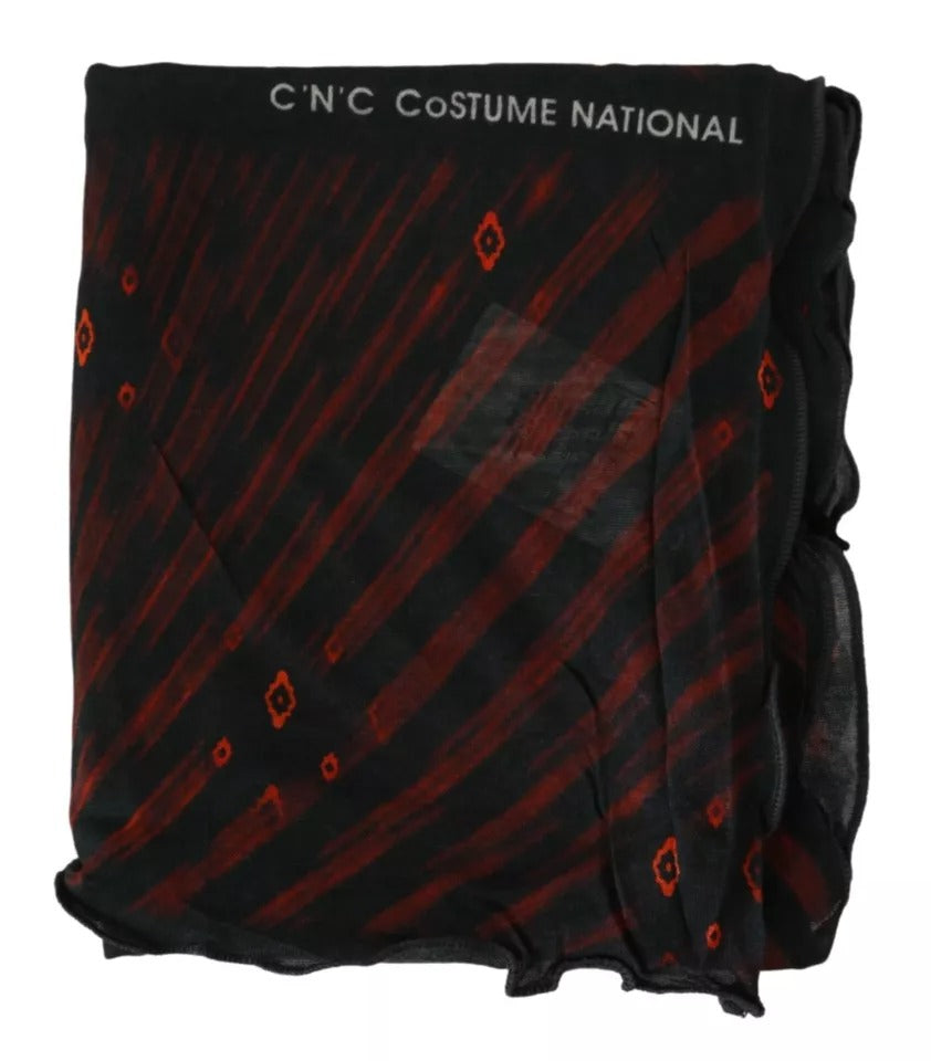 Pañuelo de marca Costume National negro y rojo de viscosa