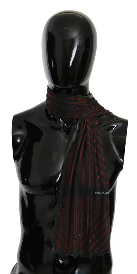Pañuelo de marca Costume National negro y rojo de viscosa