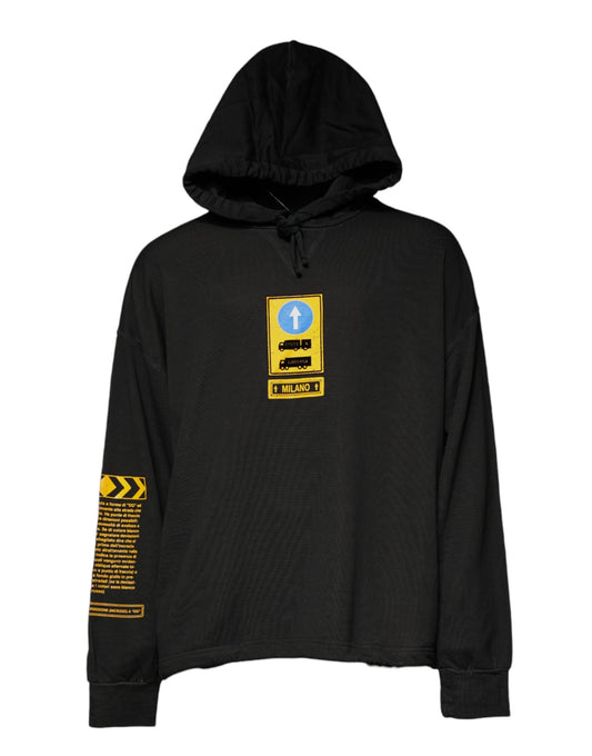 Sudadera con Capucha Negra de Algodón con Escudo DG de Dolce & Gabbana