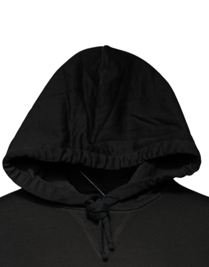 Sudadera con Capucha Negra de Algodón con Escudo DG de Dolce & Gabbana