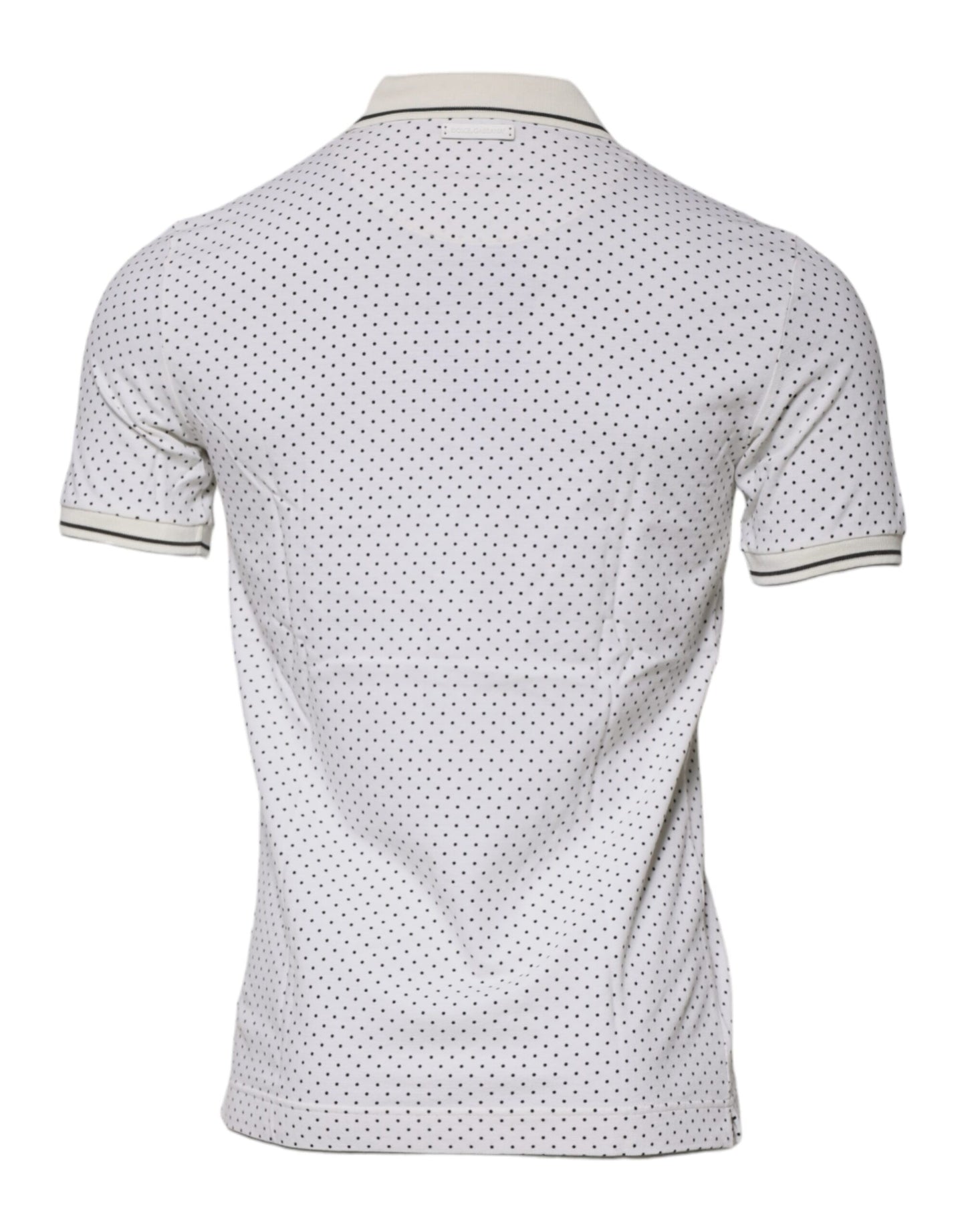 Camiseta tipo polo con cuello de algodón blanco con lunares de Dolce & Gabbana