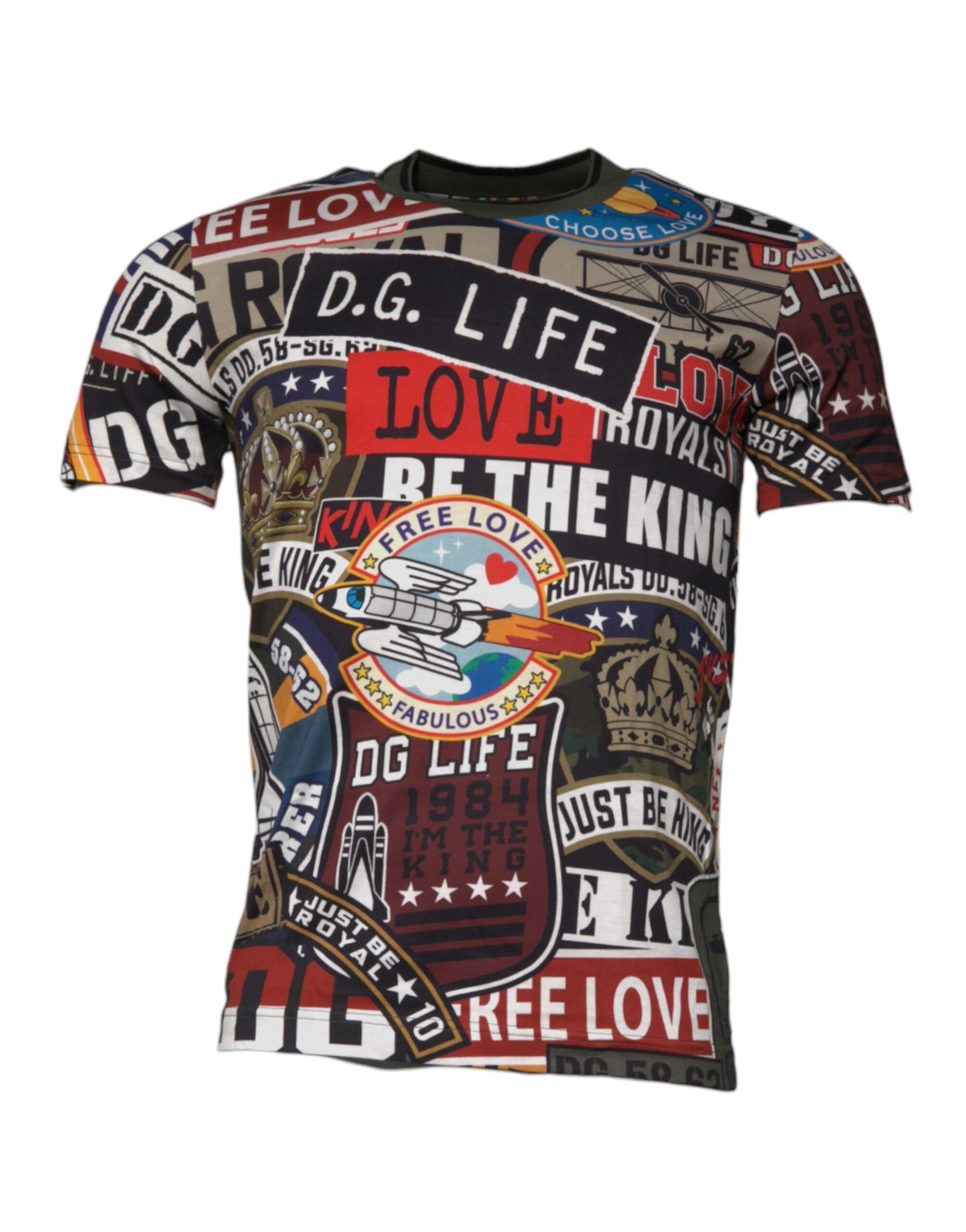Camiseta de algodón con cuello redondo y estampado gráfico multicolor Dolce & Gabbana