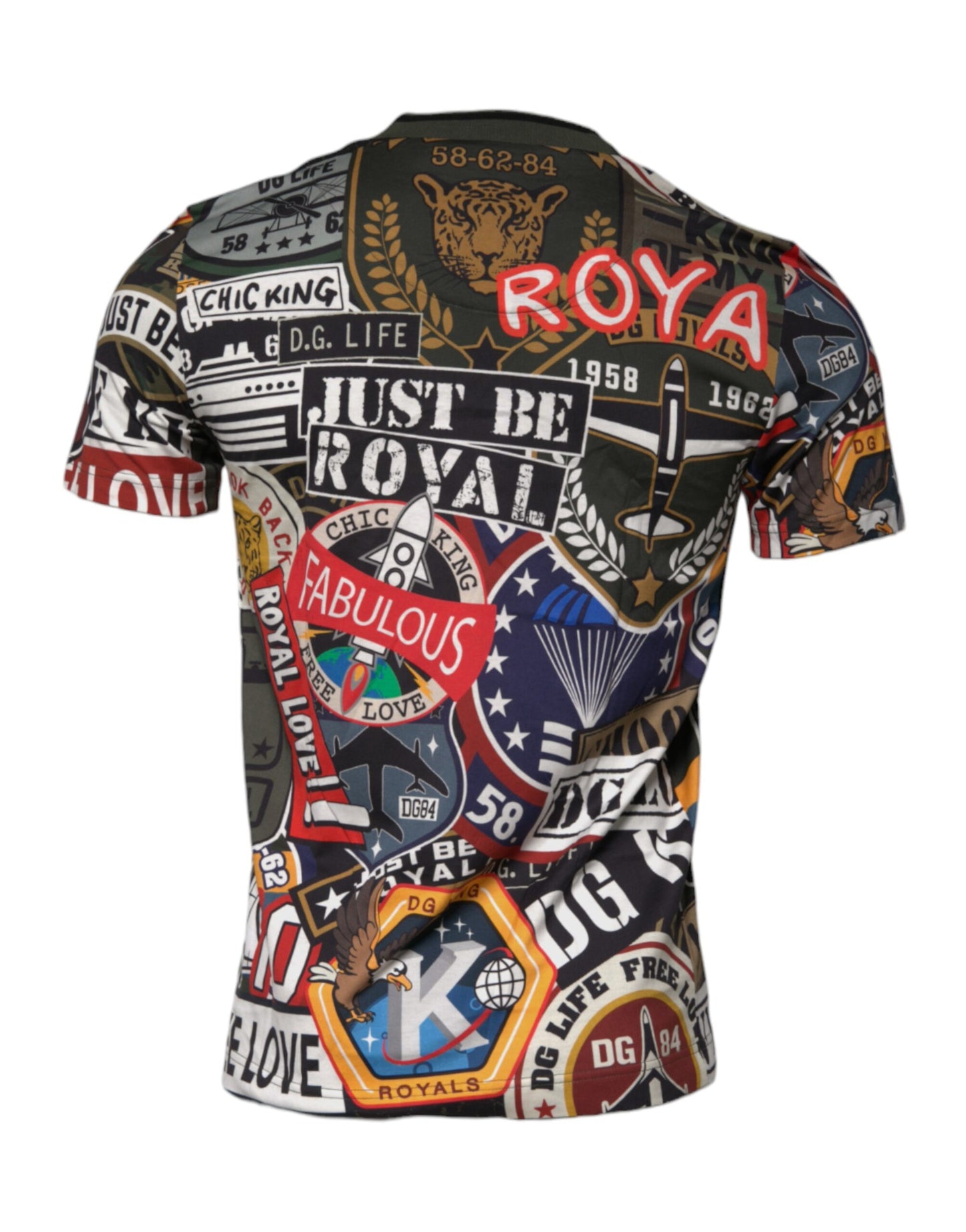 Camiseta de algodón con cuello redondo y estampado gráfico multicolor Dolce & Gabbana