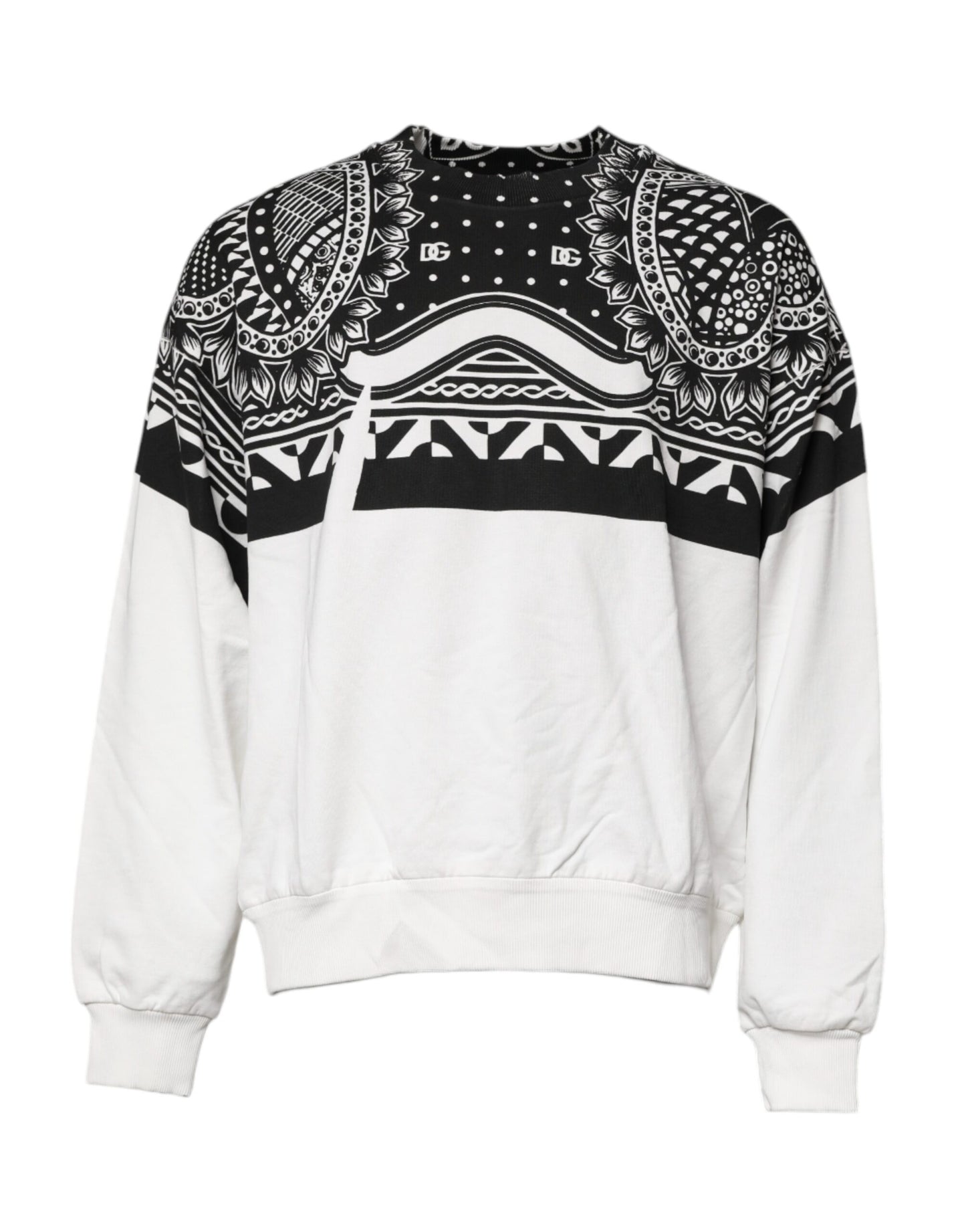 Sudadera de Algodón Blanca con Estampado Negro de Dolce & Gabbana