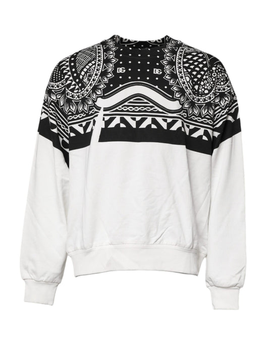 Sudadera de Algodón Blanca con Estampado Negro de Dolce & Gabbana
