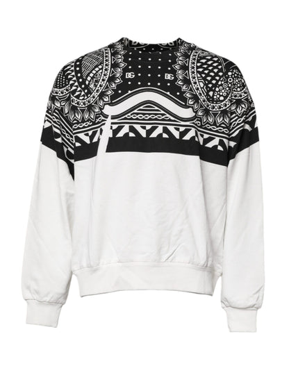 Sudadera de Algodón Blanca con Estampado Negro de Dolce & Gabbana