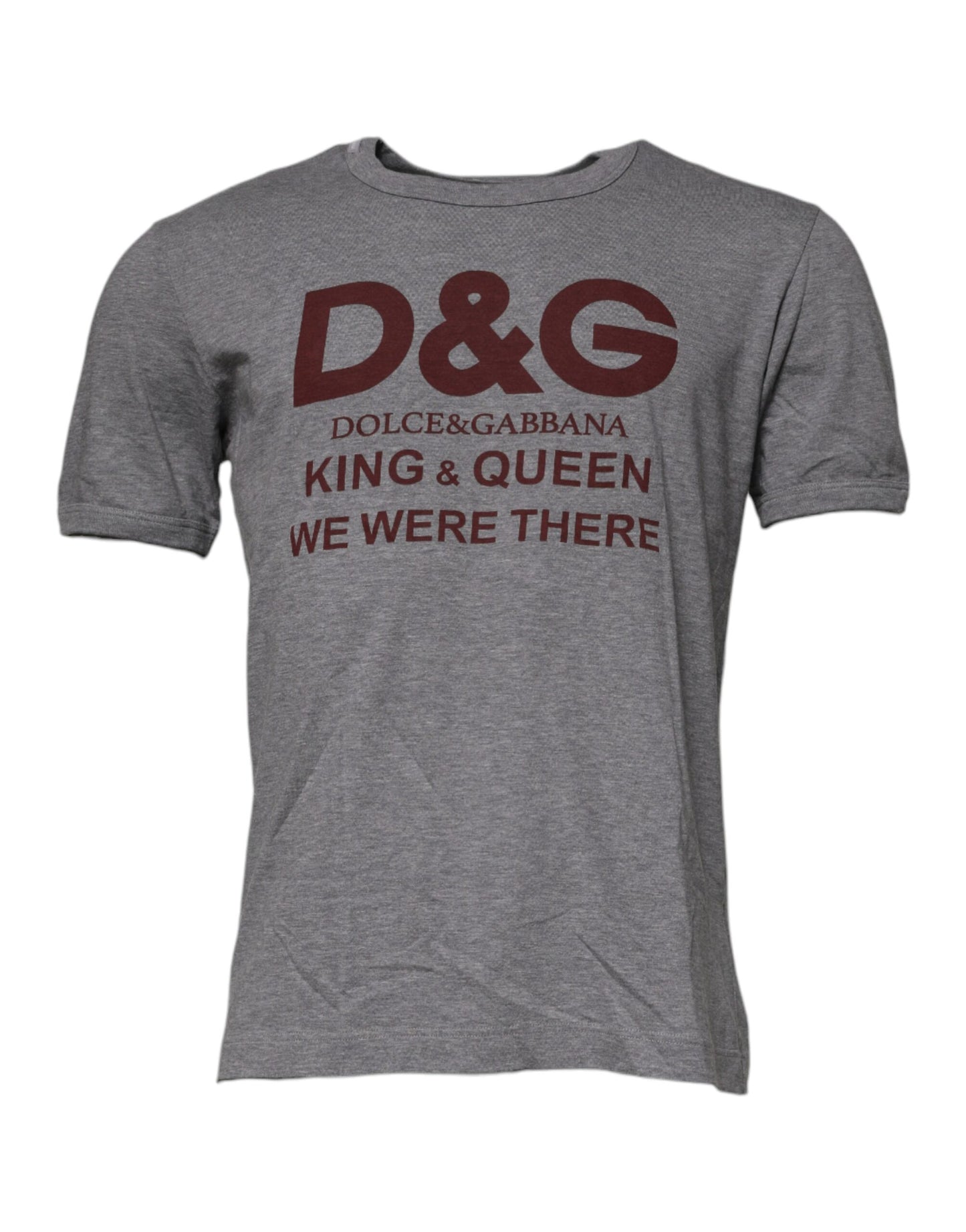 Camiseta de hombre Dolce & Gabbana de cuello redondo de algodón gris con logo estampado