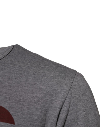 Camiseta de hombre Dolce & Gabbana de cuello redondo de algodón gris con logo estampado