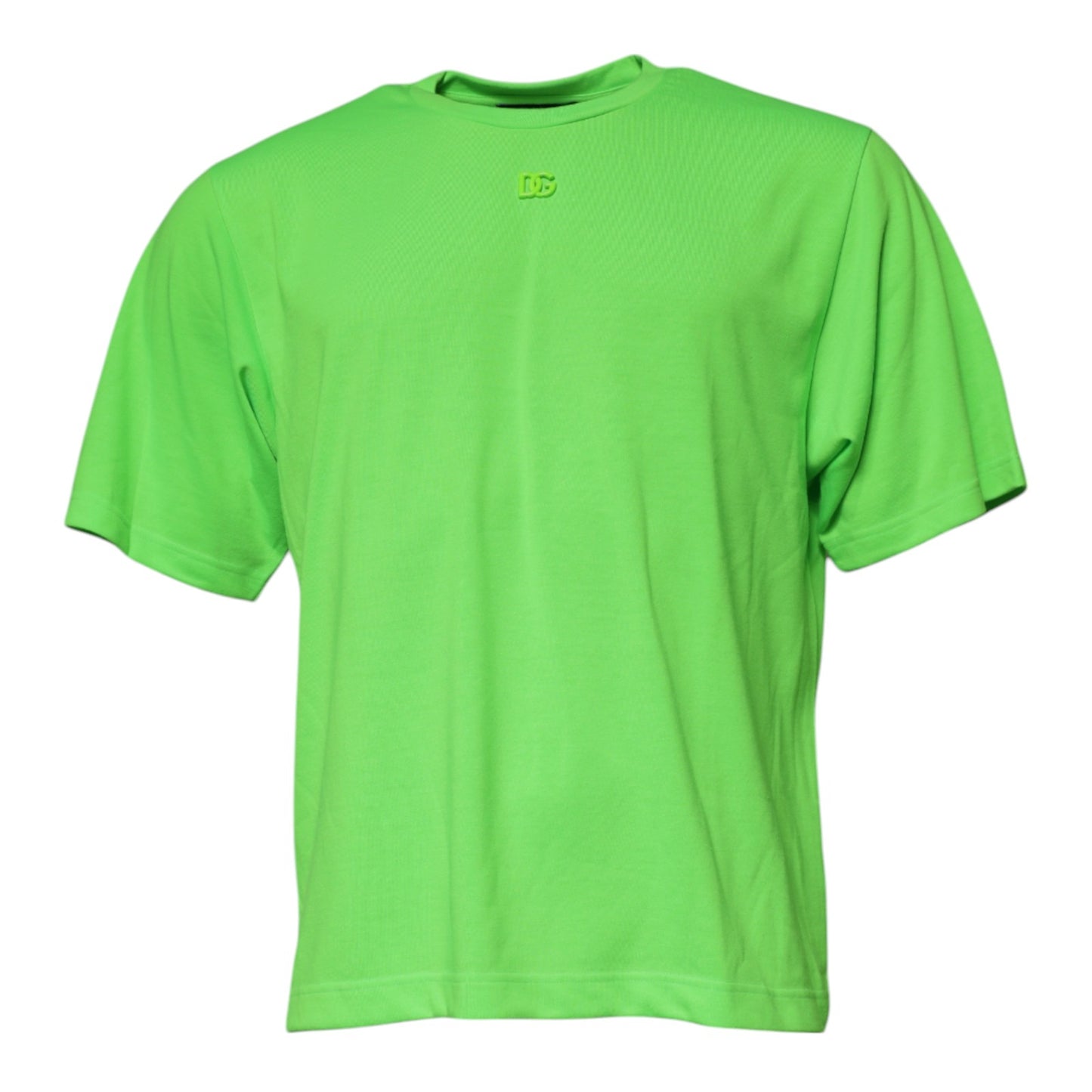Camiseta de cuello redondo de poliéster verde con logo de Dolce & Gabbana