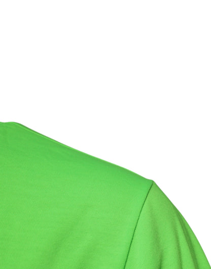 Camiseta de cuello redondo de poliéster verde con logo de Dolce & Gabbana