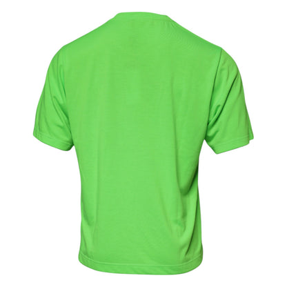 Camiseta de cuello redondo de poliéster verde con logo de Dolce & Gabbana