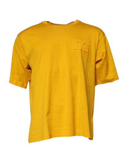 Camiseta de cuello redondo de algodón para hombre de Dolce & Gabbana con logo amarillo oscuro