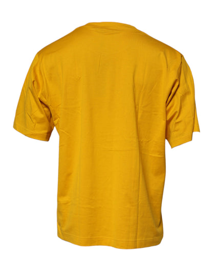 Camiseta de cuello redondo de algodón para hombre de Dolce & Gabbana con logo amarillo oscuro