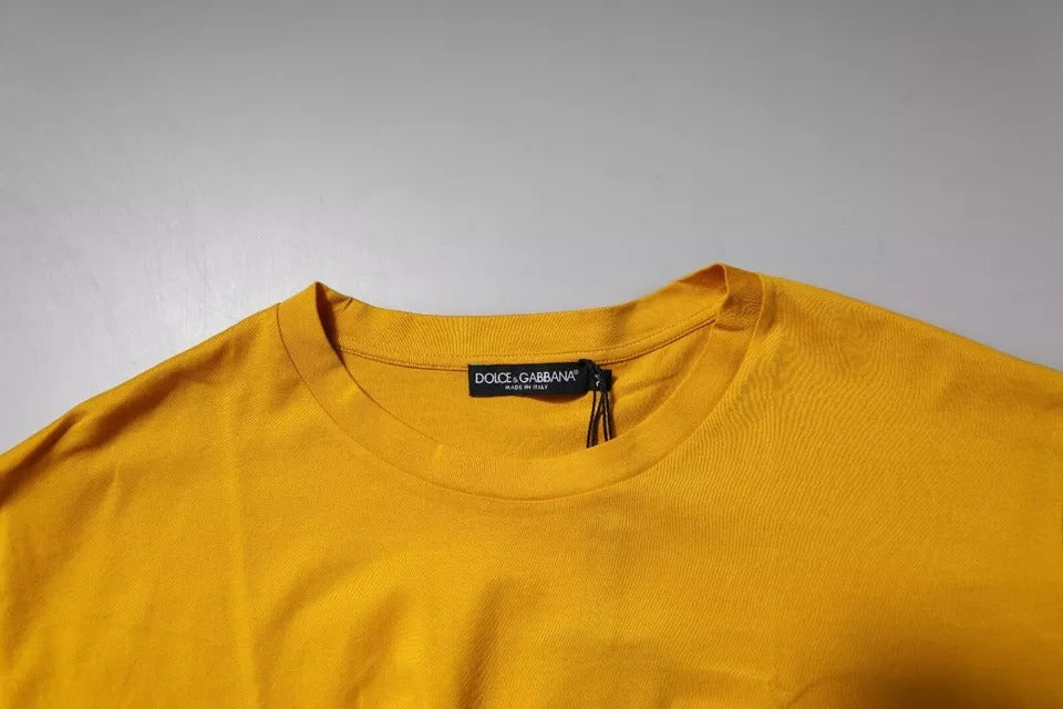 Camiseta de cuello redondo de algodón para hombre de Dolce & Gabbana con logo amarillo oscuro