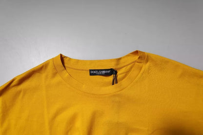 Camiseta de cuello redondo de algodón para hombre de Dolce & Gabbana con logo amarillo oscuro