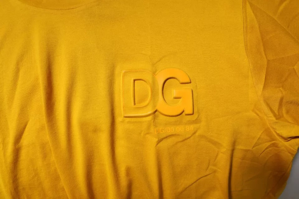 Camiseta de cuello redondo de algodón para hombre de Dolce & Gabbana con logo amarillo oscuro