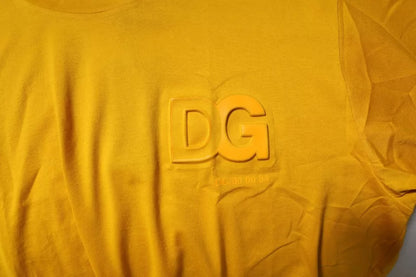 Camiseta de cuello redondo de algodón para hombre de Dolce & Gabbana con logo amarillo oscuro