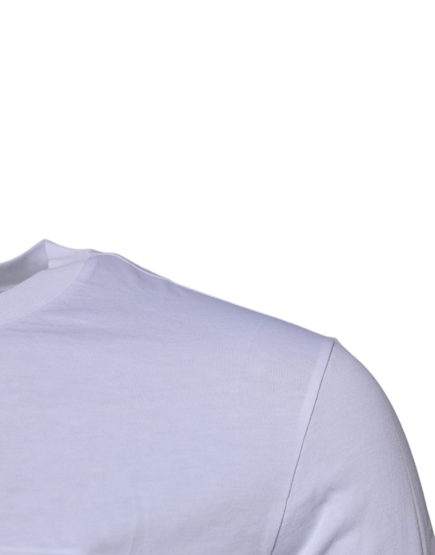 Camiseta de Algodón con Cuello Redondo y Placa de Logotipo Blanca Dolce & Gabbana