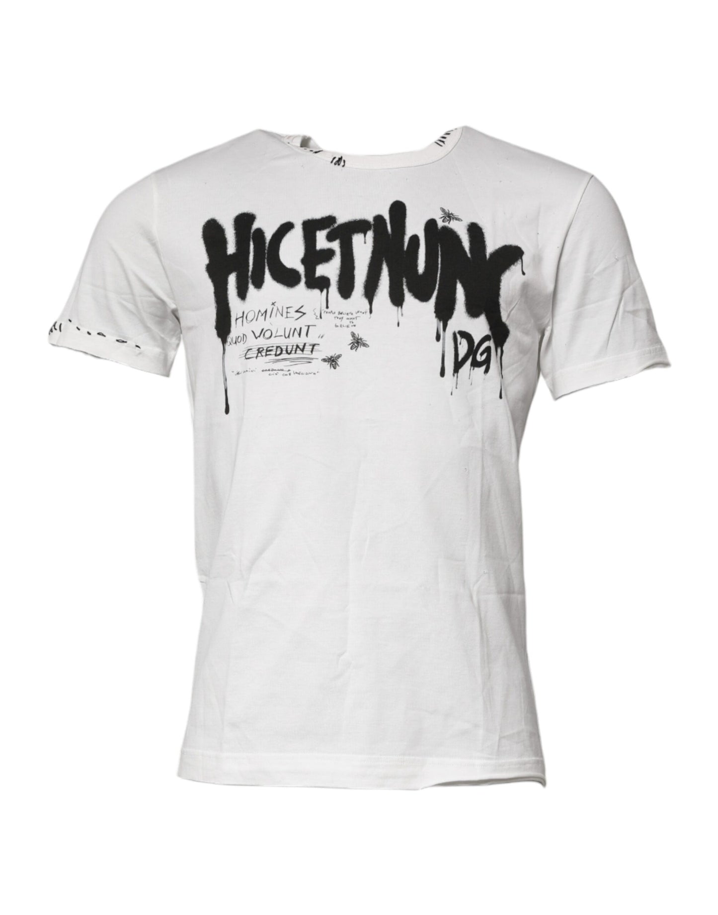 Camiseta de algodón blanca con cuello redondo y estampado gráfico de Dolce & Gabbana
