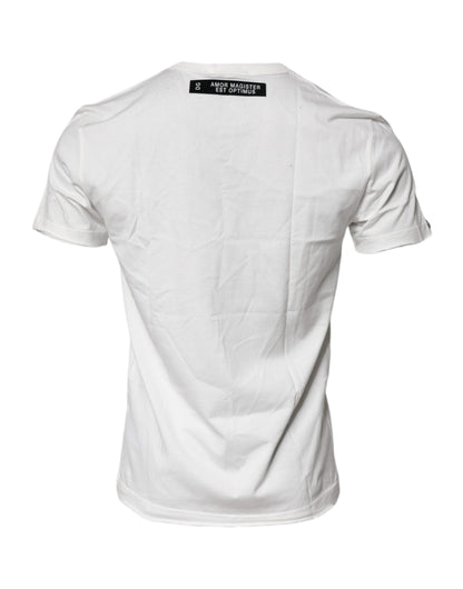 Camiseta de algodón blanca con cuello redondo y estampado gráfico de Dolce & Gabbana