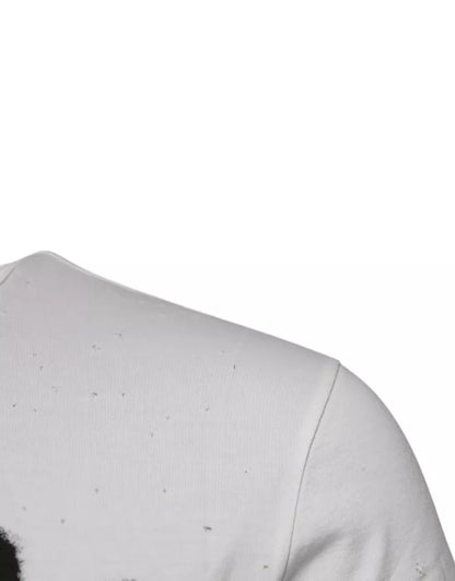Camiseta de algodón blanca con cuello redondo y estampado gráfico de Dolce & Gabbana