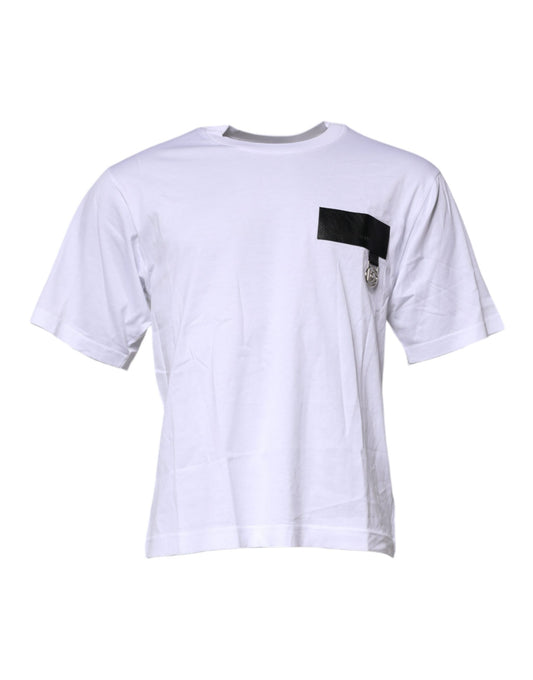 Camiseta Dolce & Gabbana de algodón blanca con cuello redondo y parche del logo