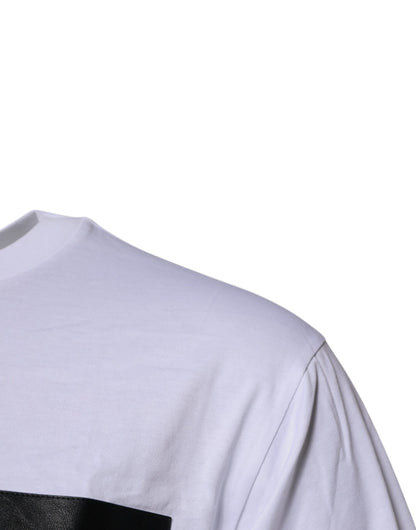 Camiseta Dolce & Gabbana de algodón blanca con cuello redondo y parche del logo