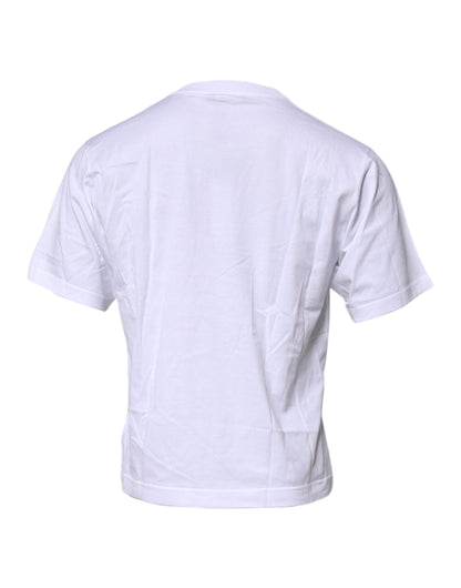 Camiseta Dolce & Gabbana de algodón blanca con cuello redondo y parche del logo