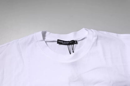 Camiseta Dolce & Gabbana de algodón blanca con cuello redondo y parche del logo