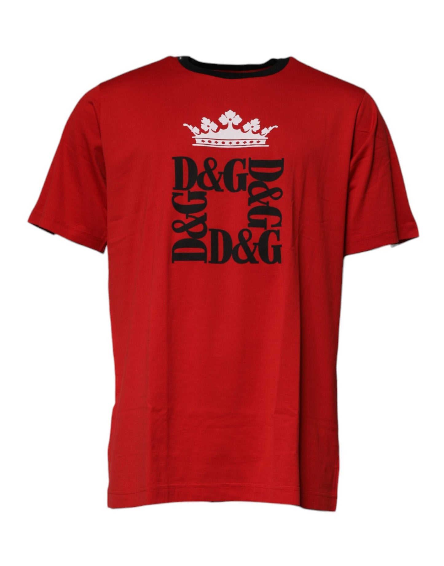 Camiseta de algodón con cuello redondo y logo de corona rojo de Dolce & Gabbana
