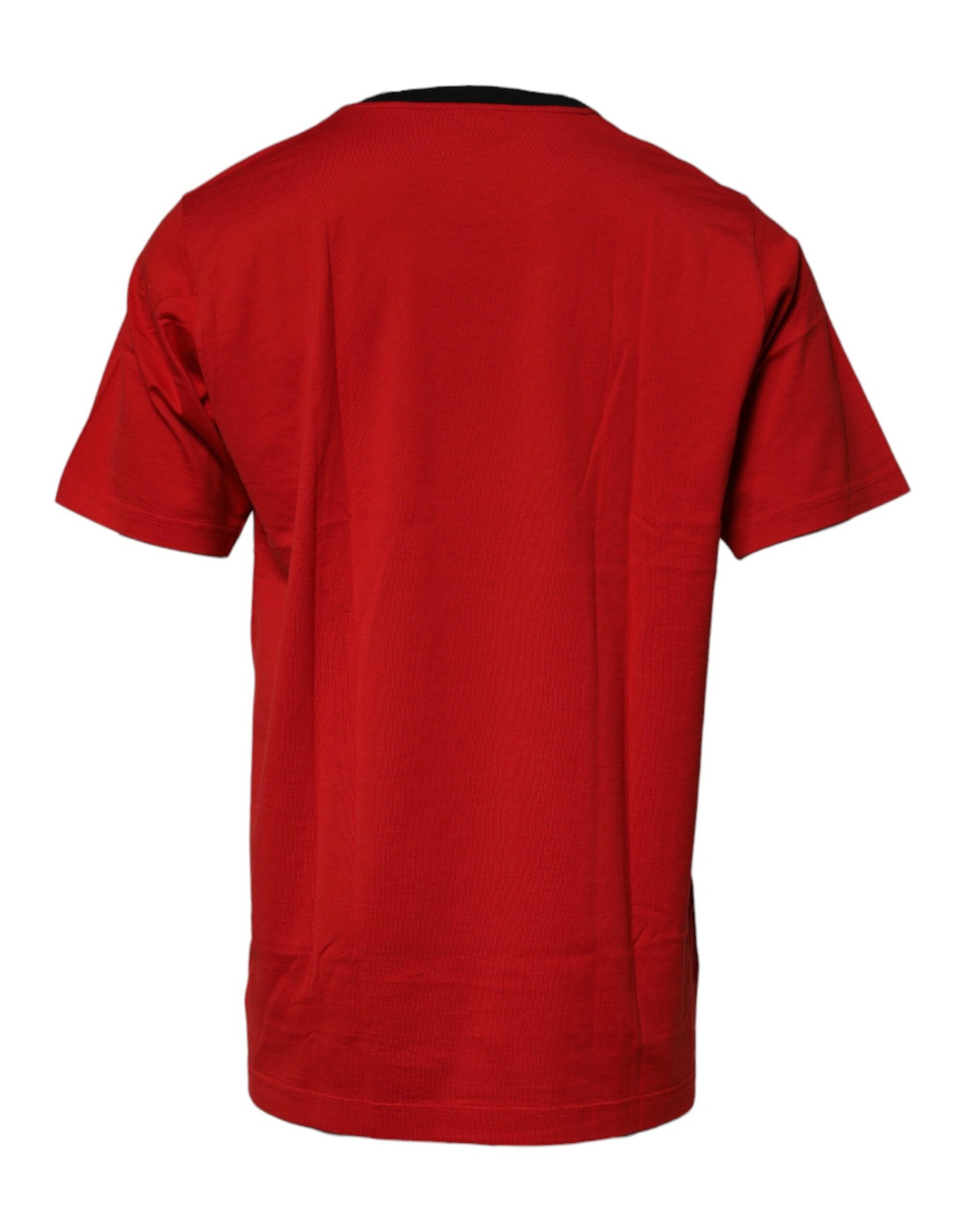 Camiseta de algodón con cuello redondo y logo de corona rojo de Dolce & Gabbana