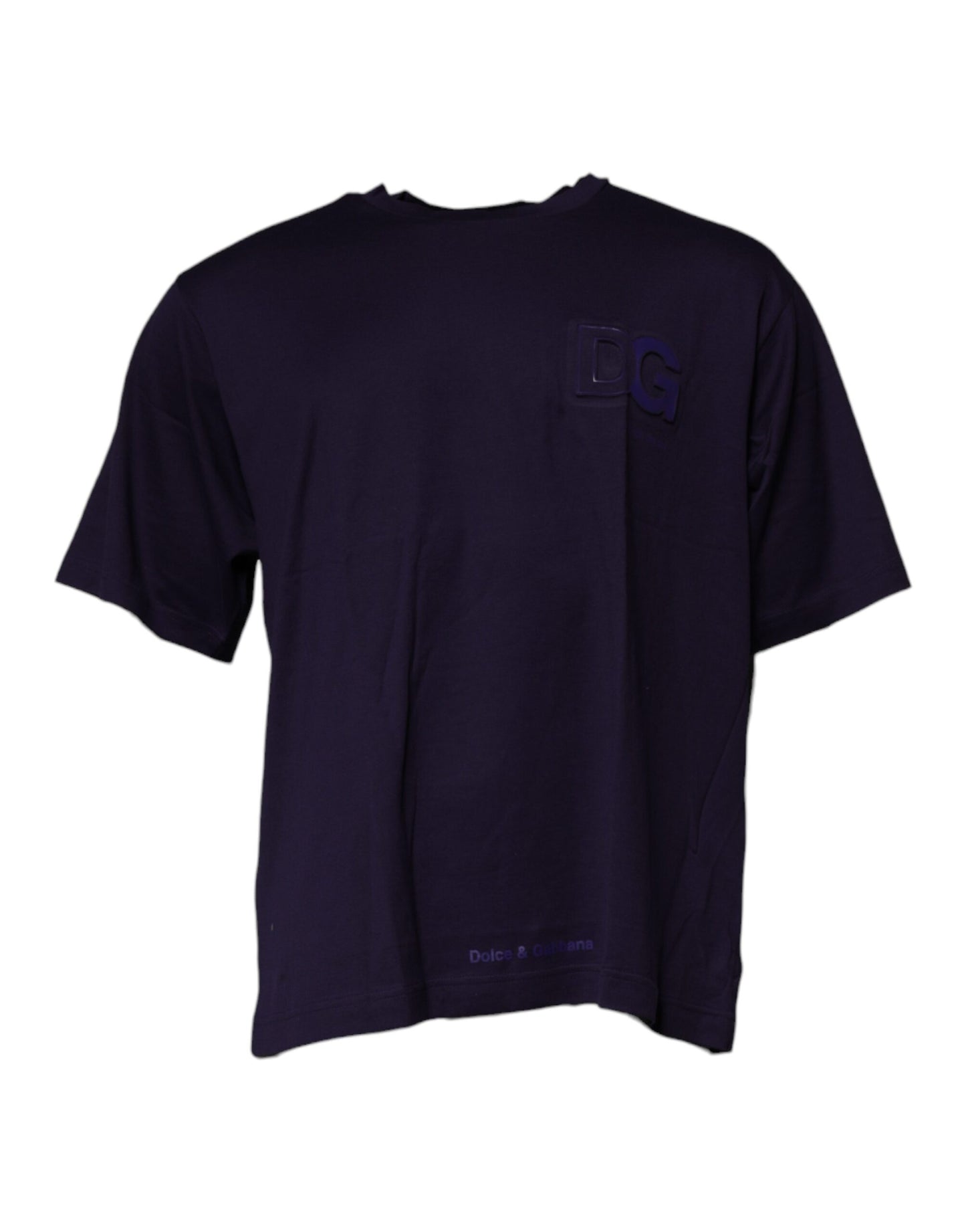 Camiseta Dolce & Gabbana azul marino de algodón con cuello redondo y logo DG
