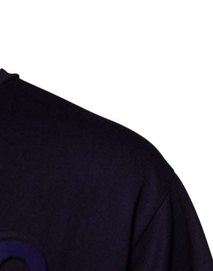 Camiseta Dolce & Gabbana azul marino de algodón con cuello redondo y logo DG