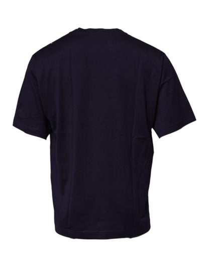 Camiseta Dolce & Gabbana azul marino de algodón con cuello redondo y logo DG