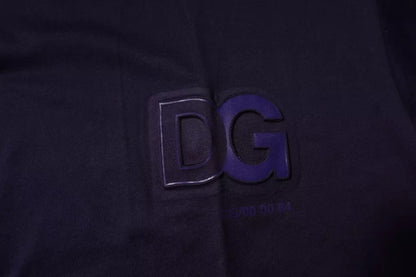 Camiseta Dolce & Gabbana azul marino de algodón con cuello redondo y logo DG