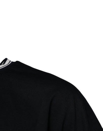 Camiseta Dolce & Gabbana de Algodón con Cuello Redondo y Corona con Logo Azul Oscuro