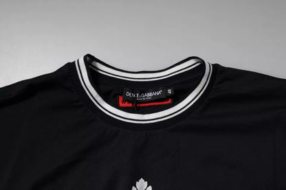 Camiseta Dolce & Gabbana de Algodón con Cuello Redondo y Corona con Logo Azul Oscuro