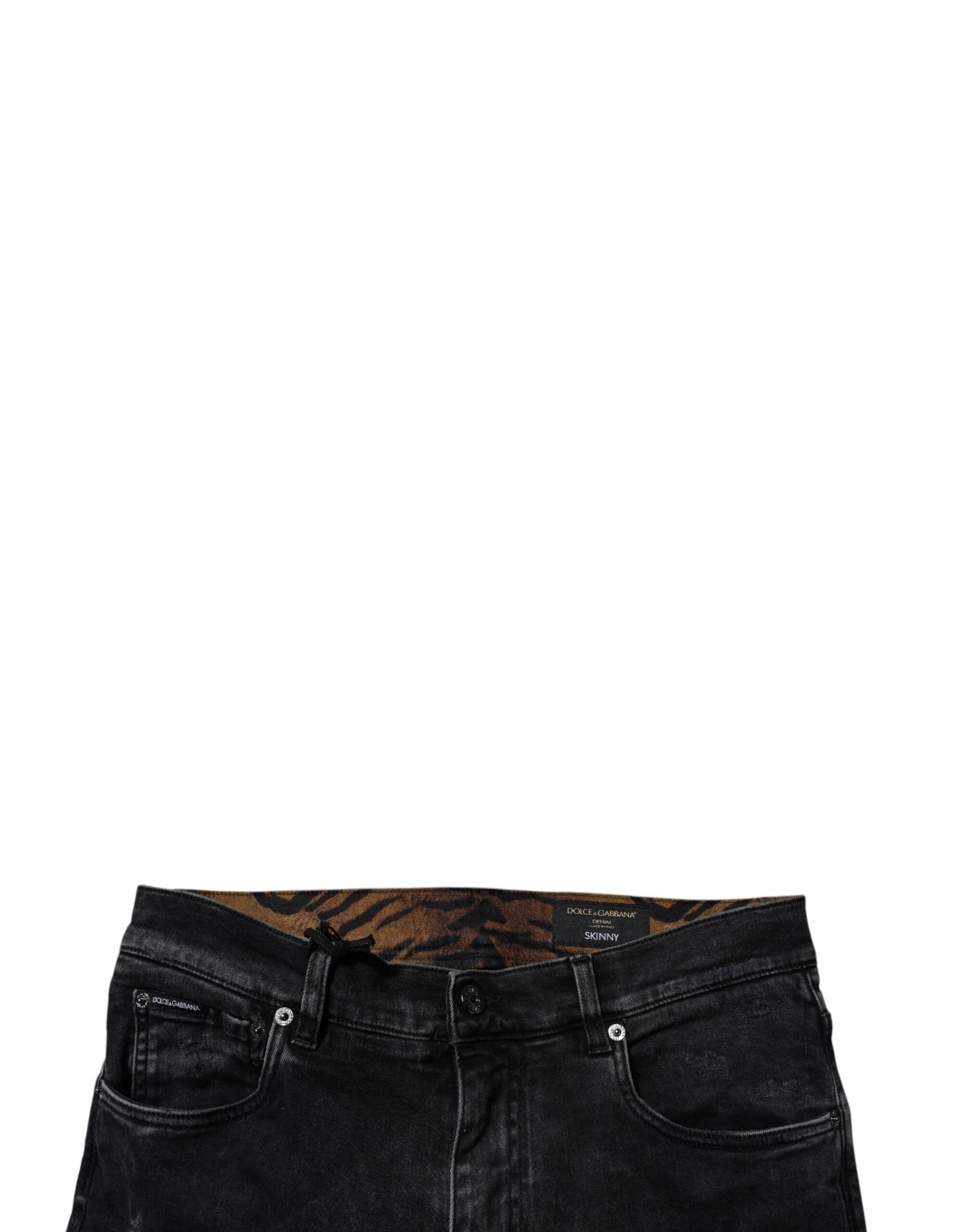 Dolce & Gabbana Vaqueros Ajustados de Algodón Negro Rasgado para Hombre