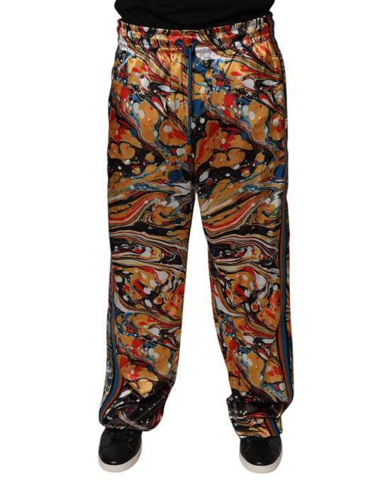 Pantalones de chándal de satén mármol multicolor para hombre Dolce & Gabbana
