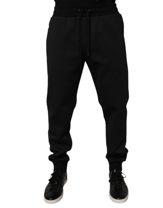 Pantalones de chándal deportivos para hombre en poliéster negro Dolce & Gabbana